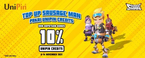 Top Up Candies Sausage Man #PakeUniPin, Dapet Bonus Lebih!